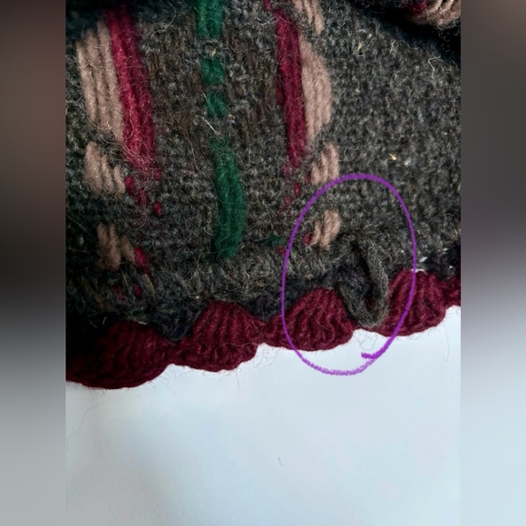 Vintage Ecuador Handmade 100% Wool Oversized Cardigan Sweater, Grey, SISANDINA - Picture 10 of 16